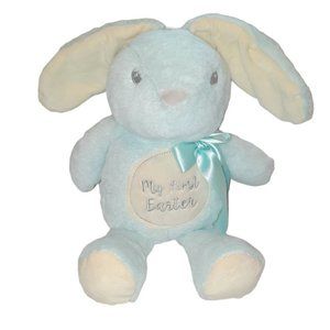 Kellytoy My First Easter Rattle Blue Bunny Rabbit Plush Stuffed Animal Toy 12"